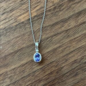 Effy tanzanite and diamond sterling silver necklace EUC